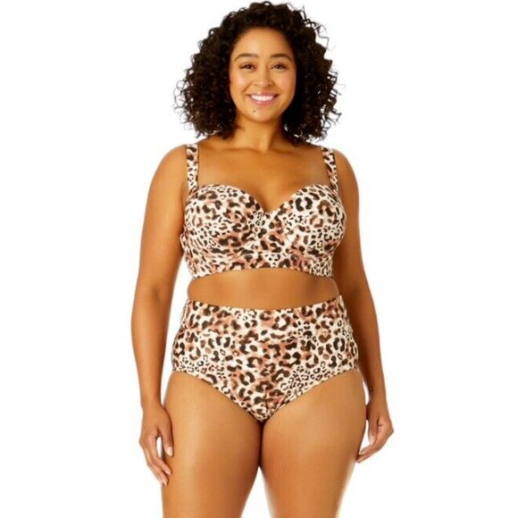 TIME and TRU 2X 20W-22W Watercolor Cheetah Leopard High Waist Bikini BOTTOMS NWT - Picture 6 of 6
